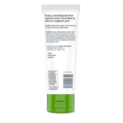 Vital Nutrients Hyperbiotics Activated Charcoal Probiotic Toothpaste | Fluoride Free Toothpaste with Oral Probiotics | Supports Healthy Mouth Flora, Fresher Breath, Teeth Whitening* | Vegan | 4 oz
