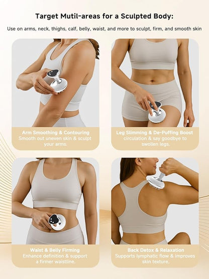 Lymphatic Drainage Massager, Electric Anti Cellulite Massage Tool, Helps Reduce Stretch Marks & Cellulite for Legs & Arms & Belly, Body Sculpting Machine with Microcurrent, Light, Heat & Vibration