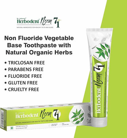 Herbodent® NEEM 7 in 1 Toothpaste-6.53Oz Pack of 2 | Organic Herbs-Neem, Black Seed & Xylitol for Anti Cavity, Cardamom & Mint for Freshness, Baking Soda for Great Cleaning-No Fluoride & No Paraben
