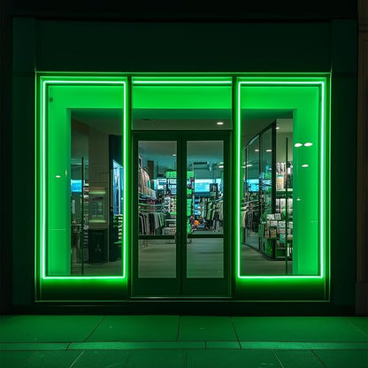 GZBtech Flexible LED Neon Rope Lights 50FT,AC 110-120V Waterproof Strip Light, 120 LEDs/M Cuttable Connectable Neon Lighting for Indoor Outdoor Home Decor/Commercial Building Use-Green 15M