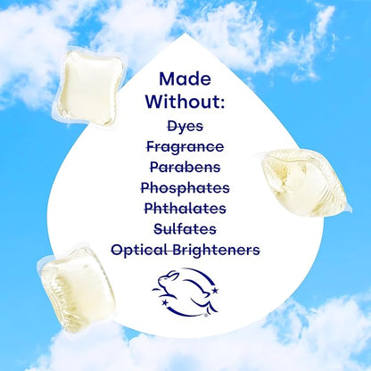 Dropps Free + Clear Biobased Power Laundry Detergent Pods, Unscented (64 Count) - HE Compatible Laundry Pods for Fresh Clothes - Laundry Soap Supplies & Recyclable Paperboard Packaging