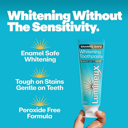 Lumineux Teeth Whitening Toothpaste 2 Pack Peroxide Free Enamel Safe for Sensitive Whiter Teeth, Fluoride Free, No Alcohol, Artificial Colors, SLS Free Dentist Formulated - 3.75 Oz