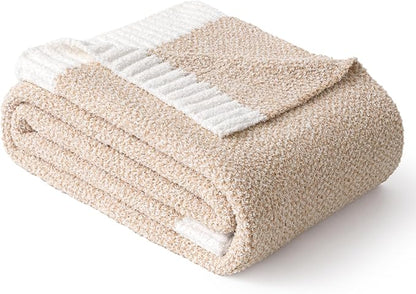 MIULEE Beige Super Soft Throw Blanket for Bed, Twin Size Cozy Fluffy Warm Blankets Knit Blankets for Couch, Sofa, Chair, Living Room, Camping, Picnic, 60 x 80 inch