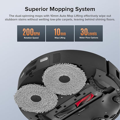 Roborock Qrevo Edge S5A Robot Vacuum and Mop, 17,000Pa, Zero-Tangling, DuoDivide Main Brush, FlexiArm Side Brush, Hot Water Mop Washing & Self-Cleaning, Warm Air Drying, Self-Emptying, Black