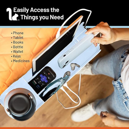 Squirrel-Bedside Perch, Floating Organizer with USB-C & A Charging Ports, Great Bedside Shelfie, Gift for teens and college freshman, for Gamers, Dorm room gifts. Assembly in 1 minute. Light Blue