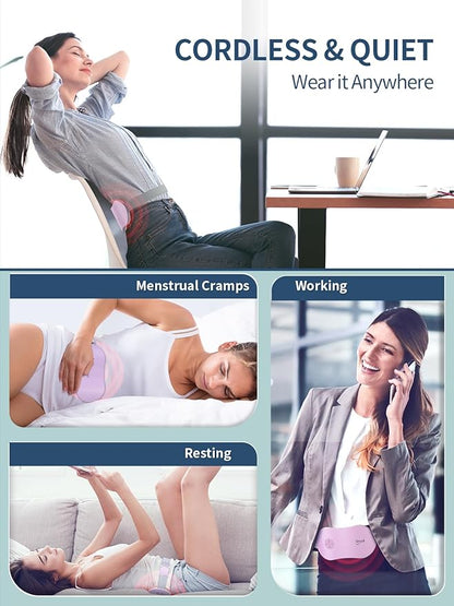 Slimpal Heating Pad for Period Cramps, Portable Cordless Electric Heating Pad for Menstrual Pain Relief Heat Belt, Rechargeable Wearable Heat Pad Gifts for Her Women Girl Wife Girlfriend, Purple