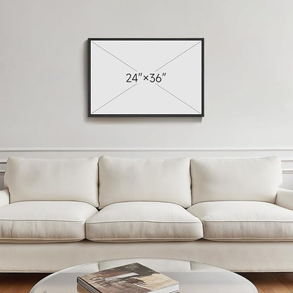 Framed Black and White Abstract Canvas Wall Art, Large Modern Art Prints Paintings Artwork for Walls, Minimalist Gray Pictures for Living Room Bedroom Dining Room Office Bathroom Wall Decor 24x36 In