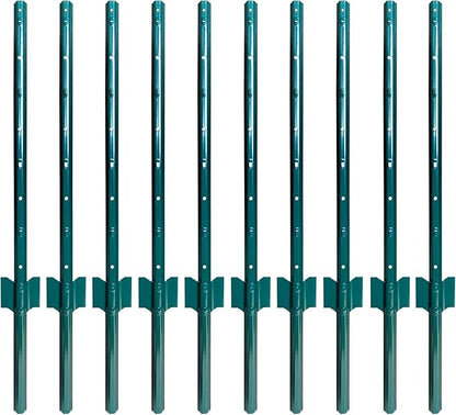 ARIFARO Sturdy Duty Metal Fence Posts 3 Feet,Pack of 10, 3-4-5-6-7 Feet No Digging Garden U Post for Wire Fencing Steel Fencing Poles for Yard, Outdoor