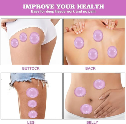 Silicone Cupping Therapy Set - Cupping Kit for Massage Therapy - Cellulite Remover Cupping Set - Anti Cellulite Cup Massager, Vacuum Suction Massage Cups for Cellulite Reduction