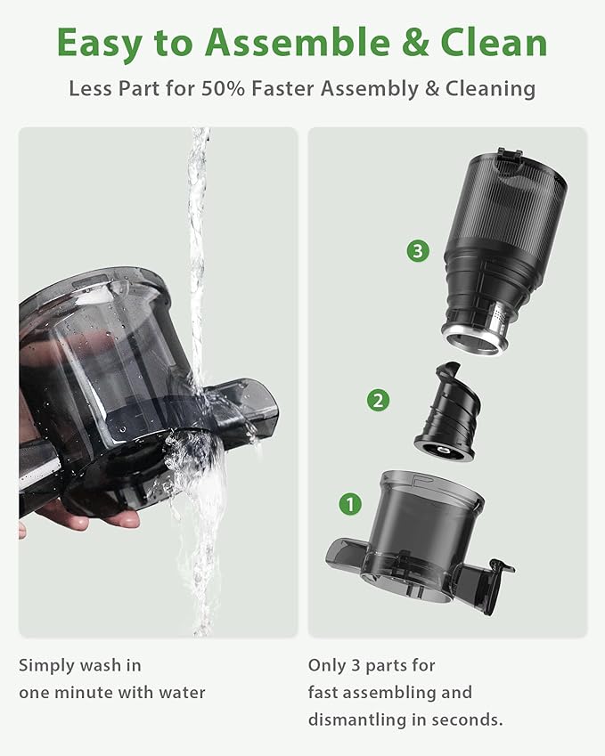 Juicer Machines, ECOSELF 4.35" Large Feed Chute for Family Needs, Professional Hands Free Cold Press Juicer For Whole Fruits & Vegetables, Self Feeding for Juice Extractor Machine, Easy to Clean