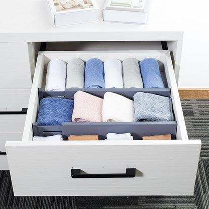 Utoplike 4 PCS Bamboo Kitchen Drawer Dividers(Fits 15"-17.7" Drawer Inner Size), Adjustable Drawer Organizers for Socks, Spring Loaded, Works in Drawer for Bedroom, Dresser