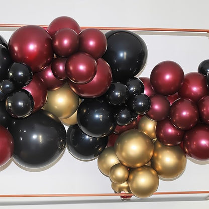 Black Burgundy Gold Balloons 12 Inch Burgundy Maroon Red Black Metallic Gold Latex Confetti Balloon for Kids Graduation Birthday Baby Shower Party Decoration