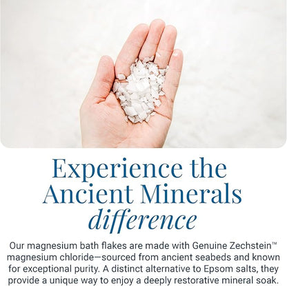 Ancient Minerals Magnesium Bath Flakes of Pure Genuine Zechstein Chloride - Resealable Magnesium Supplement Bag That Will Outperform Leading Epsom Salts 1.65 lbs
