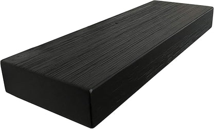 joelsantiques - 18 Inch Wooden Floating Shelves for Wall - 18x6x2 in - Made of Natural Wood - Short Heavy Duty Rustic Wall Shelves for Bedroom - Perfect for Bathroom, Kitchen - Black