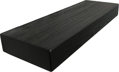 joelsantiques 24 Inch Wooden Floating Shelves for Wall - 24x6x2 in - Made of Natural Wood - Short Heavy Duty Rustic Wall Shelves for Bedroom - Perfect for Bathroom, Kitchen - Black
