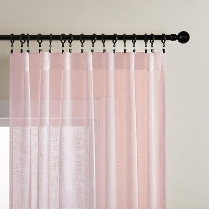 Joydeco Sheer Curtains 72 Inches Long, Beige Curtains for Living Room 2 Panels Set, Window Curtains Privacy Assured with Light Filtering(W52 x L72 Inch,Tapioca)