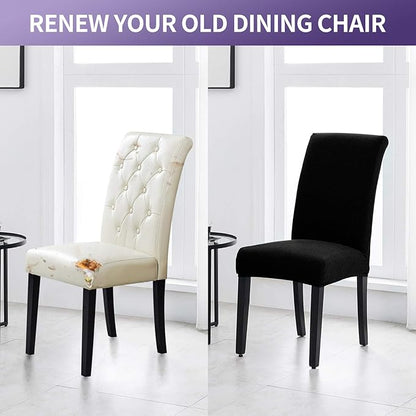 Joccun Chair Covers for Dining Room Set of 8, Dining Chair Slipcovers Stretch Dining Room Chair Covers Seat Protector,Washable Parsons Chair Cover for Home,Hotel,Banquet(Black,8 Pack)