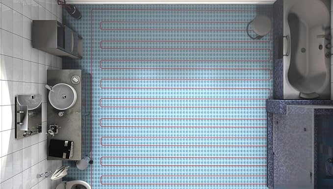 All-in-one Electric Radiant Floor Heating Kit 90 Sq Ft 240V with 2855401 Thermo Basic Non-programmable Thermostat, Heat Uncoupling Membrane, Underfloor Heat Cable, Safe Installation Tools