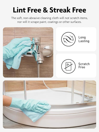 Fantasticlean Microfiber Cleaning Cloth Roll -60 Pack, Tear Away Microfiber Towels, 12" x 12", Reusable, Washable, Scratch Free, Ultra Absorbent Dish Rags for Car, Home, Garage or Shop (White & Blue)