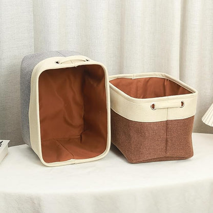 Generic Personalized Kids' Storage Box - Brown, Customizable, Soft & Durable Cotton & Linen, Foldable, 14x9x1 inches