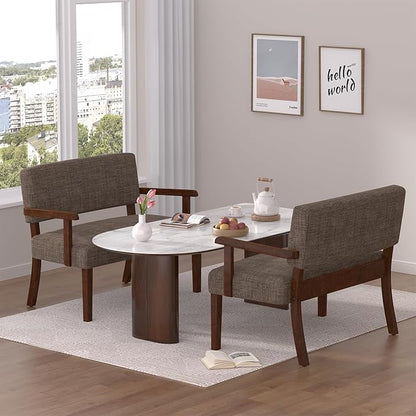 Accent Chair 2 Seat, Arm Chairs with Soft Seat and Armrests for Living Room, Love seat for Dining, Reading, and Waiting Rooms (Brown)
