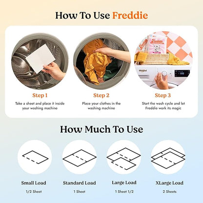Freddie Laundry Detergent Sheets - Recyclable Packaging - No Mess Strips - 60 Loads - Crisp Frosty Mountain Scent