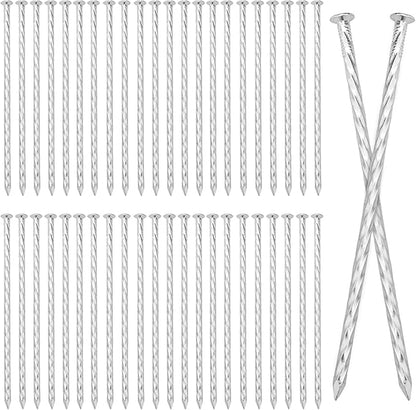60 PCS 8 Inch Spiral Metal Galvanized Landscape Spikes, Galvanized Non-Rust Metal Garden Stakes, Garden Nails for Artificial Turf, Weed Barrier, Tent, Carpentry and More, by GENHAKON.