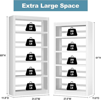 Bookshelf, 5-Tier Sturdy Bookcase, Adjustable Book Shelf, Large Capacity per Shelf, Modern Book Shelf for Living Room, Home Office, Garage, Ideal for Home Organization & Stylish Upgrades