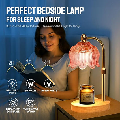 GEEZO Fragrance Candle Warmer Lamp，Electric Candle Warmer with Timer & Dimmer，Mom Christmas Birthday Gifts for Women, House Warming Gifts New Home Bedroom Decor