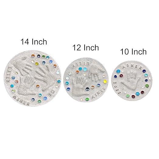 Large DIY Stepping Stone Kit, Handprint Stepping Stone, Mother's Day Gift, Footprint Stepping Stone (12 Inch + Stamp Set)