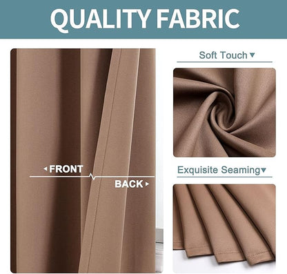 ChrisDowa Grommet Room Darkening Curtains for Bedroom and Living Room - 2 Panels Set Thermal Insulated Blackout Curtains (Cappuccino, 42W x 84L)