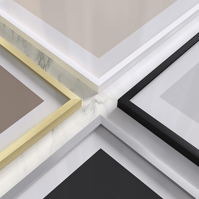 HAUS AND HUES 10x10 White Metal Picture Frame Matted to 5x5 - Features Vertical & Horizontal Hanging, Shatterproof Plexiglass - Ideal for Home, Room, Office (10x10 in, White, Set of 1)