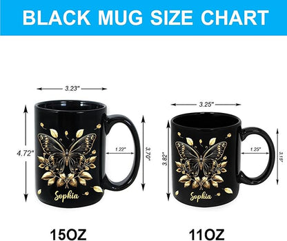 Hyturtle Personalized Yellow Butterfly Mug - Butterfly Gifts For Women Lovers - Animal Gift For Bird Lover Her - Bird Gifts For Mom on Mother Day - Custom Name Coffee Cup Ceramic Mug 11 Oz 15 Oz