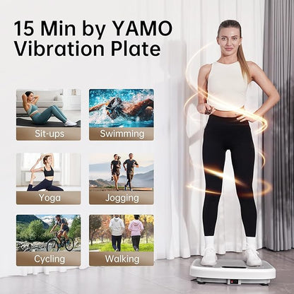 YAMO Vibration Plate Exercise Machine, Vibrating Plate for Lymphatic Drainage & Weight Loss, 350lbs Capacity Whole Body Shaking Workout Fitness Platform
