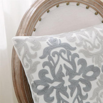 HWY 50 Gray Grey Decorative Throw Pillow Covers 18x18 Inch, Pack of 2 Embroidered Linen Farmhouse Cushion Cover Pillow Case for Sofa Couch Living Room Bed Bedroon, Accent Geometric