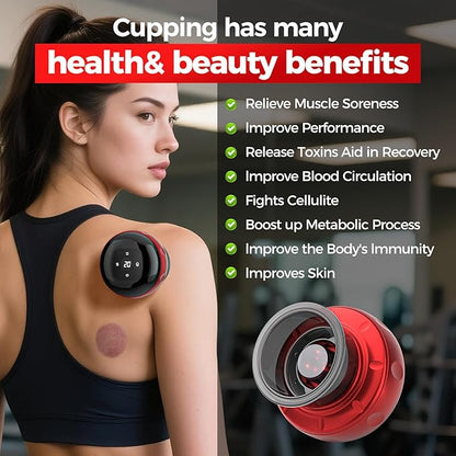 5-in-1 Smart Cupping Therapy Set 2pcs, 12-Level Temperature & Suction Control, Massage Cupping Kit for Targeted Pain Relief, Neck/Shoulder/Back Muscle Soreness & Blood Circulation Improvement