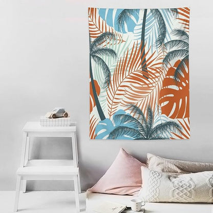ICMOLYYENLO Palm Leaf Tapestry Wall Hanging, Tropical Leaves Plant Jungle Green Hawaiian Art Home Decor for Guest Bedroom Living Room Dormitory 60x60 Inch