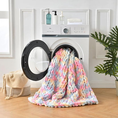 Ultra Soft Chunky Knit Blanket Throw -40x50 Hand Knitted Warm Chenille Throw Blanket, Home Decor Soft Thick Yarn Cable Knit Blanket Breathable Fleece Banket Christmas for Couch Bed Sofa Best GIF