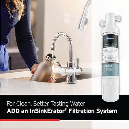 InSinkErator Stainless Steel Tank, HC250C-SS HOT250 System, 2-Handle Drinking Faucet in Chrome with 2/3-Gallon, Filter-Compatible Instant Hot/Cold Water Dispenser
