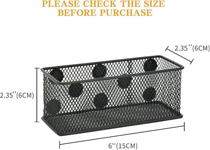 Neudeco Magnetic Locker Organizer and Accessories，Wire Mesh Magnetic Storage Basket ,Magnetic Holder for Dry Erase Markers,Strong Magnet Pen Holder for Fridge School,Pack 3 (Black)