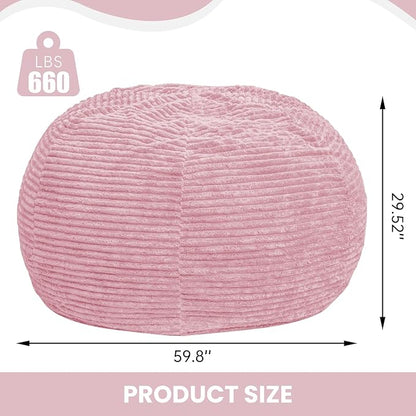 Large Bean Bag Chair, 6FT Giant Beanbag Chairs with Memory Foam Filled, Bean Bag Chairs for Adults, Ultra Soft Lazy Sofa for Living Room Bedroom (Pink)