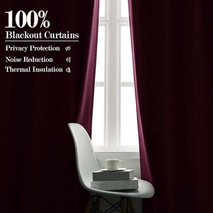 Extra Wide 100% Blackout Linen Textured Curtains - Room Dividers, W150 x L108 (1 Panel), Pinch Pleat Drapes for Living Room, Full Light Block Out Drapery for Sliding Door, Lilac