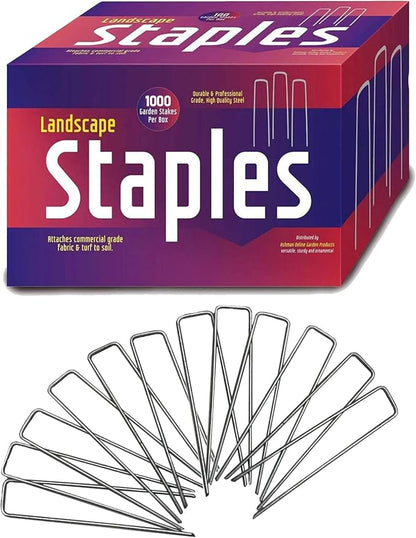 Ashman Garden Landscape SOD Staples and Stakes Pins for Weed Barrier Fabric, Ground Cover, Garden Hose, Lawn Drippers, Drip Irrigation Tubing, 1000 Pack Heavy Duty & Anti Rust
