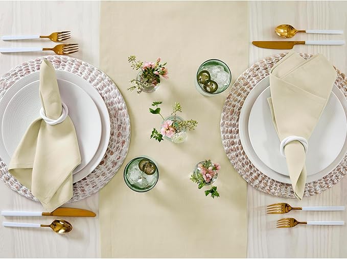 Solino Home Linen Birch Table Runner 132 Inches Long - 100% Pure Linen Extra Long Table Runner 14 x 132 Inch for Fall, Autumn, Thanksgiving - Fete