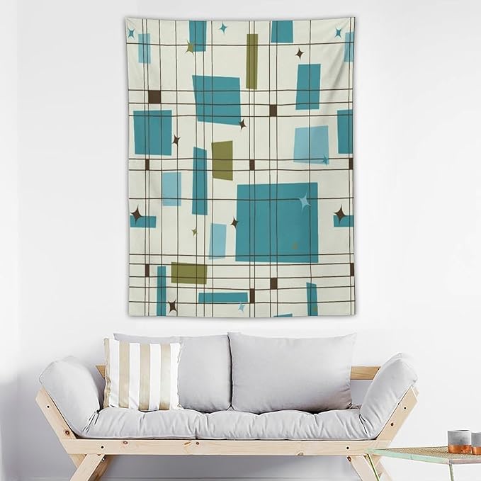 ICMOLYYENLO Boho Medieval Cat Tapestry, Abstract Atomic Starburst Geometric Aesthetic Art Wall Hanging For Bedroom Living Room Dormitory 30x40 Inches