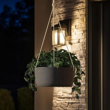 La Jolie Maison Large Hanging Planters - 12 Inch Outdoor Flower Pots, Hanging Garden Planters Set of 2, Black Charcoal