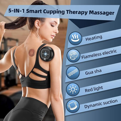 2 Electric Cupping Therapy Set, 5-in-1 Smart Cupping kit with Red Light Therapy, Gua Sha Massage Tool, Relieves Neck Shoulder Back Aches Muscle Soreness, Improves Blood Circulation