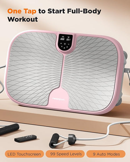 FEIERDUN Vibration Plate Exercise Machine, 400 LBS Capacity Vibration Plate for Lymphatic Drainage, Max Space for Whole-Body Workout & Relaxation at Home