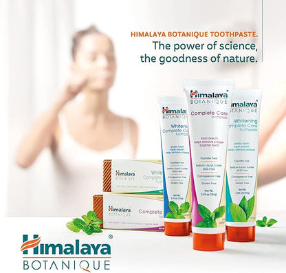 Himalaya Botanique Complete Care Whitening Toothpaste, Simply Peppermint, Fluoride Free for a Clean Mouth, Whiter Teeth and Fresh Breath, 5.29 oz, 4 Pack