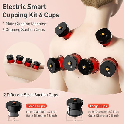 UBALANCE Cupping Kit for Massage Therapy, Cupping Therapy Set 6 Cups, Electric Smart Cupping Machine, 4 in 1 Negative Pressure Massager with 12 Modes for Fatigue Relief, Black